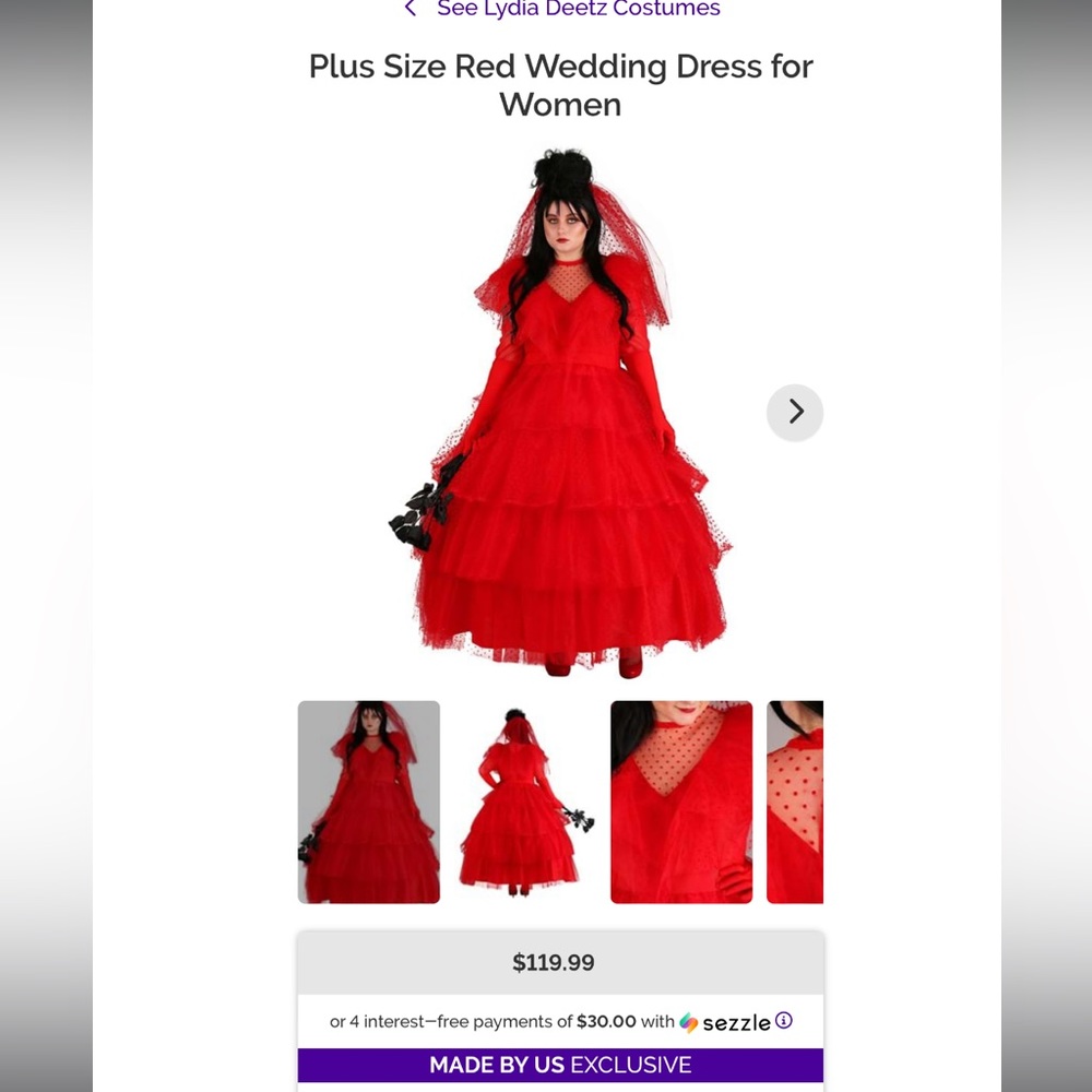 NWT Lydia Deetz (Beetlejuice) Halloween costume 4xl